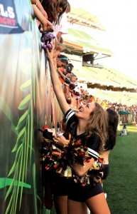Emily, a rookie Bengal, hanging out with fans