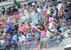 Yalea pumping up Titans fans at LP Field. Photo courtesy of Donn Jones Photography.