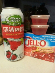 Straw-ber-rita jello shots for the Super Bowl!