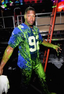 Strahan, host of Nickelodeon Kids' Choice Sports Awards gets slimed