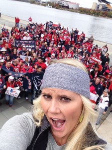 The Blonde Side's selfie with the Traveling Texans at MNF in Pittsburgh