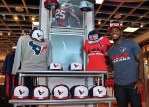 Kareem Jackson and his player-inspired Fly Guy line for the Houston Texans (photo: Houston Texans)