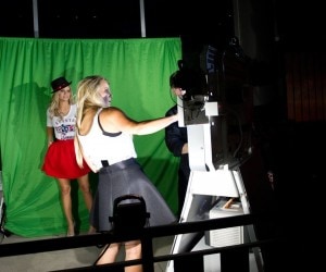 How many blonde co-hosts does it take to work a photobooth? 