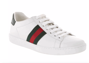 Gucci White Leather Canvas Shoes With Green and Red Stripe