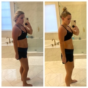 Prolon diet before and after of girl in mirror with 2 photos
